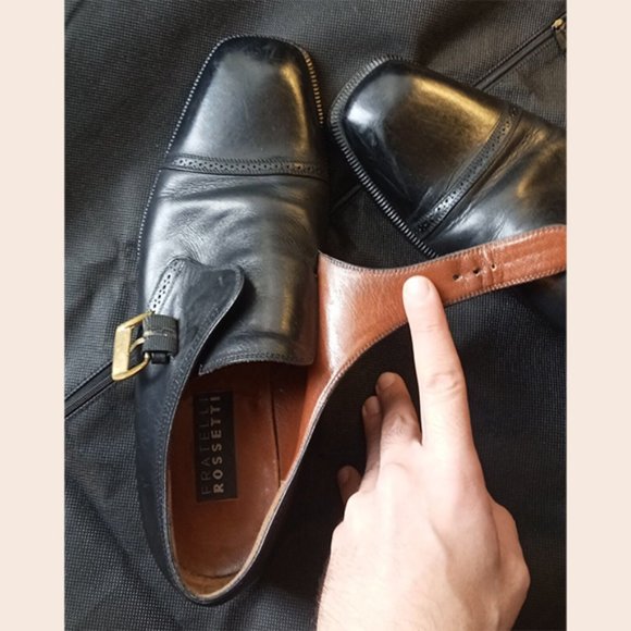 FRATELLI ROSSETTI - Black monk strap oxford shoes - Sz 10D - Picture 9 of 11